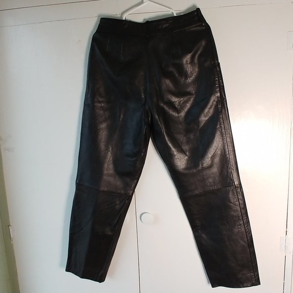 Vintage Sheep Skin High Waist Leather Pants Black EU Size 40/S - Picture 14 of 14